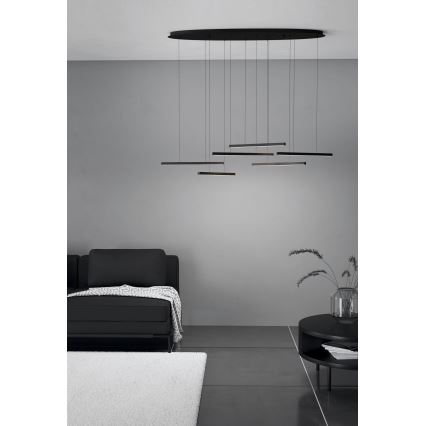 Eglo - Светодиодная подвесная люстра с регулированием яркости 6xLED/8,4W/230V 3000K черная