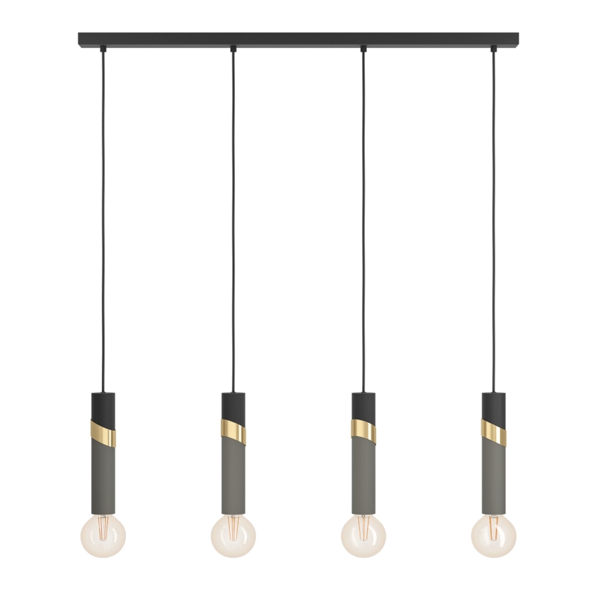 Eglo - Підвісна люстра 4xE27/40W/230V чорний/золотий