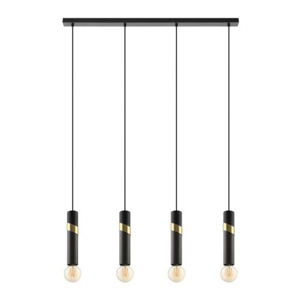 Eglo - Подвесная люстра 4xE27/40W/230V черный/золотистый