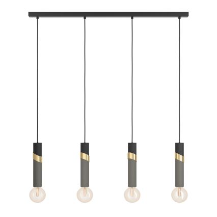 Eglo - Подвесная люстра 4xE27/40W/230V черный/золотистый