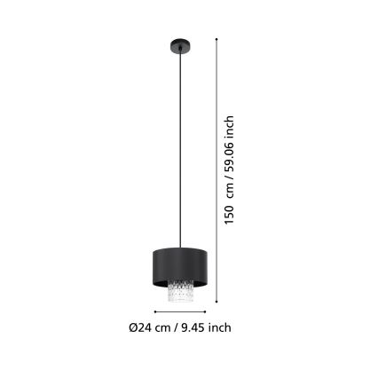 Eglo - Подвесная люстра 1xE27/40W/230V черный