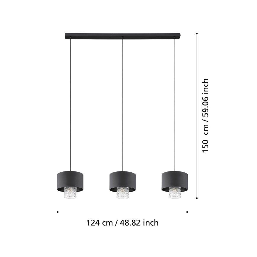 Eglo - Подвесная люстра 3xE27/40W/230V черный