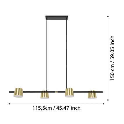 Eglo - Світлодіодна підвісна люстра 4xGU10/4,6W/230V 3000K золотий