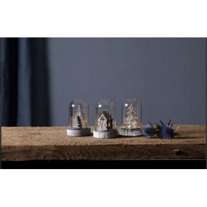 Eglo - НАБІР 3x Різдвяна LED декорація 1xLED/0,06W/1xCR2032 коричнева