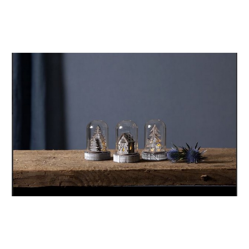 Eglo - НАБІР 3x Різдвяна LED декорація 1xLED/0,06W/1xCR2032 коричнева