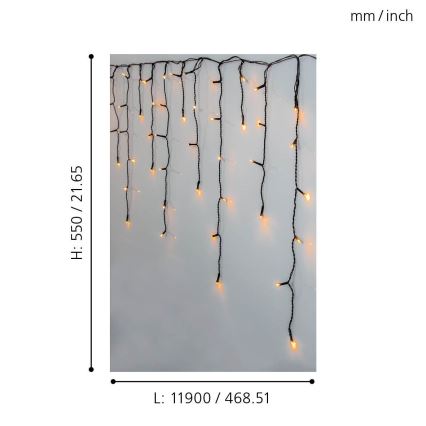 Eglo 410824 - LED уличная рождественская гирлянда GOLDEN 480 светодиодов / 17 × 0,55 м IP44 тёплый белый