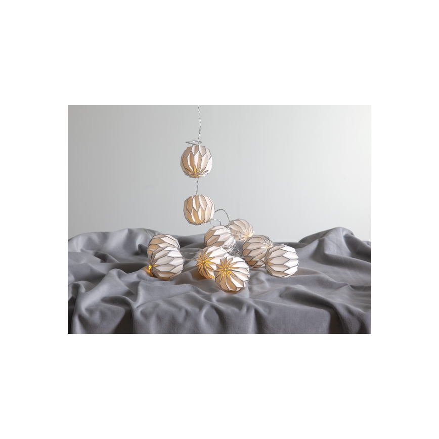 Eglo - Светодиодная рождественская гирлянда 10xLED/2,75 м белая/серебряная