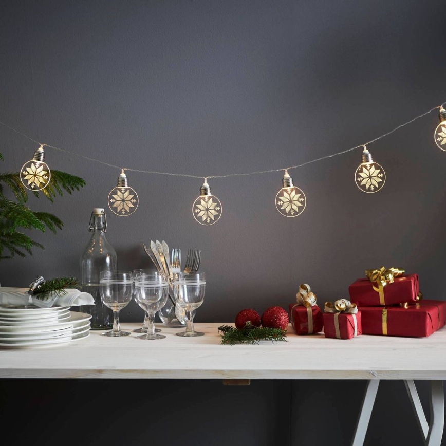 Eglo 411112 - Світлодіодна різдвяна гірлянда ORNAMENT 10xLED/3xAA 1,8m теплий білий