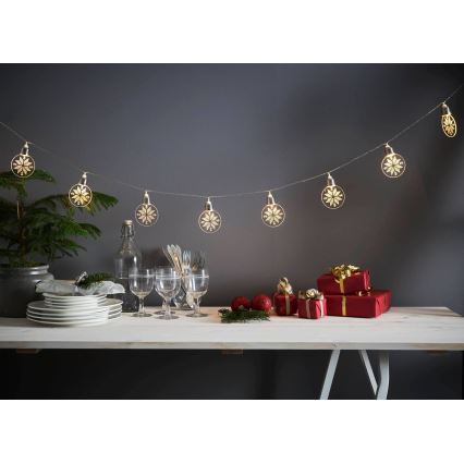 Eglo 411112 - Світлодіодна різдвяна гірлянда ORNAMENT 10xLED/3xAA 1,8m теплий білий