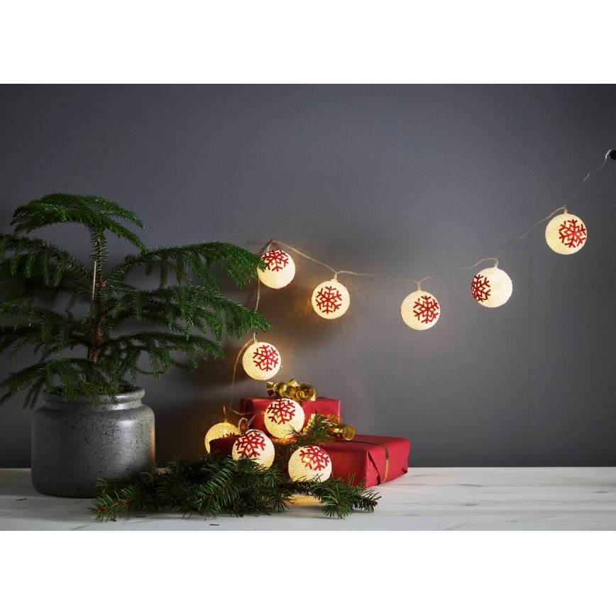 Eglo 411113 - Светодиодная рождественская гирлянда ORNAMENT 10xLED/3xAA 1,65 м теплый белый