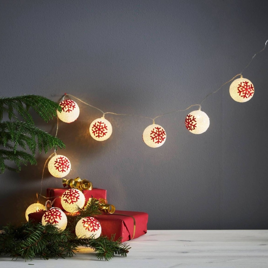 Eglo 411113 - Світлодіодна різдвяна гірлянда ORNAMENT 10xLED/3xAA 1,65м теплий білий