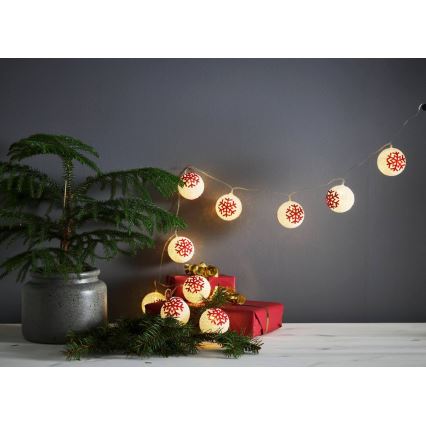 Eglo 411113 - Світлодіодна різдвяна гірлянда ORNAMENT 10xLED/3xAA 1,65м теплий білий