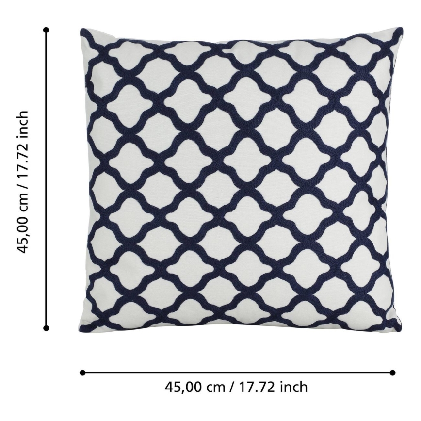 Eglo - Декоративная подушка 45x45 см белый/синий