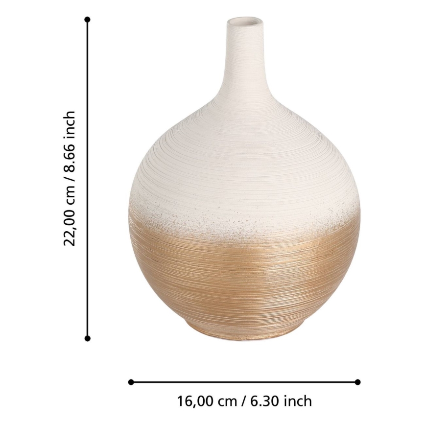 Eglo - Керамічна ваза 22x16 см білий/золотий