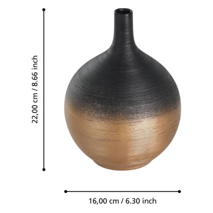 Eglo - Керамическая ваза 22x16 см черный/золотистый