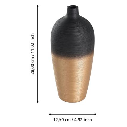 Eglo - Керамическая ваза 28x12,5 см черный/золотистый