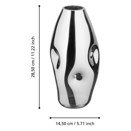 Eglo 421682 - Стеклянная ваза XIPORAI 28,5x14,5 см, глянцевый хром