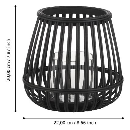 Eglo - Підсвічник 20x22 см чорний/бамбук