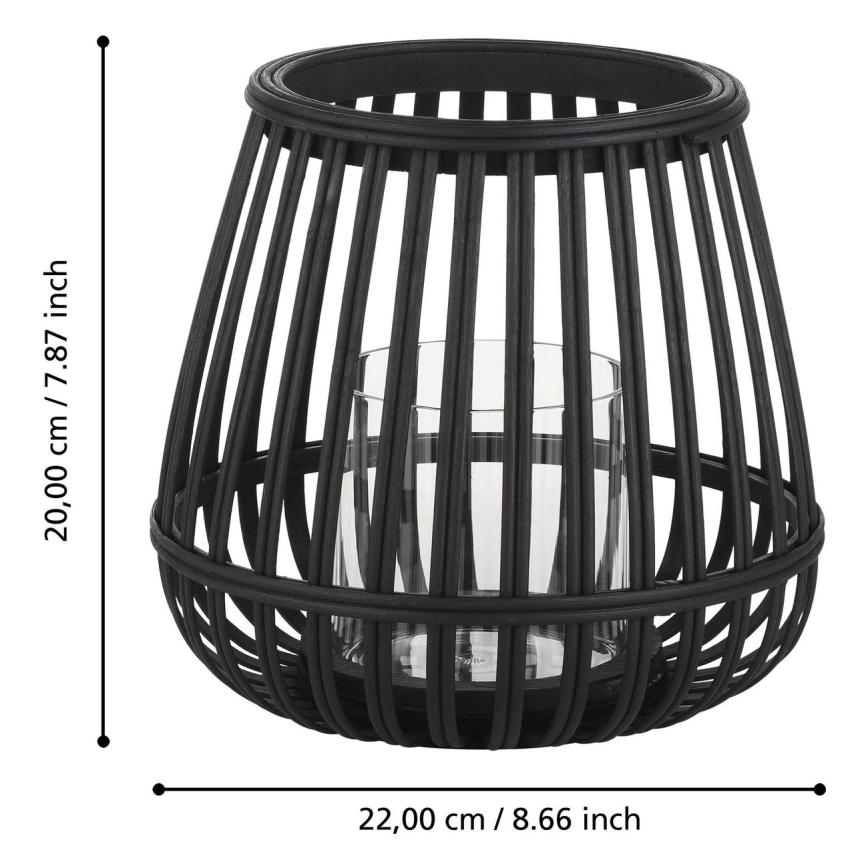Eglo - Подсвечник 20x22 см черный/бамбук