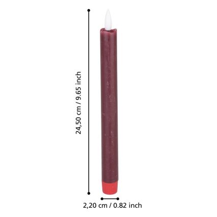 Eglo - НАБОР 2x Светодиодная свеча LED/1xAAA 24,5 см красный