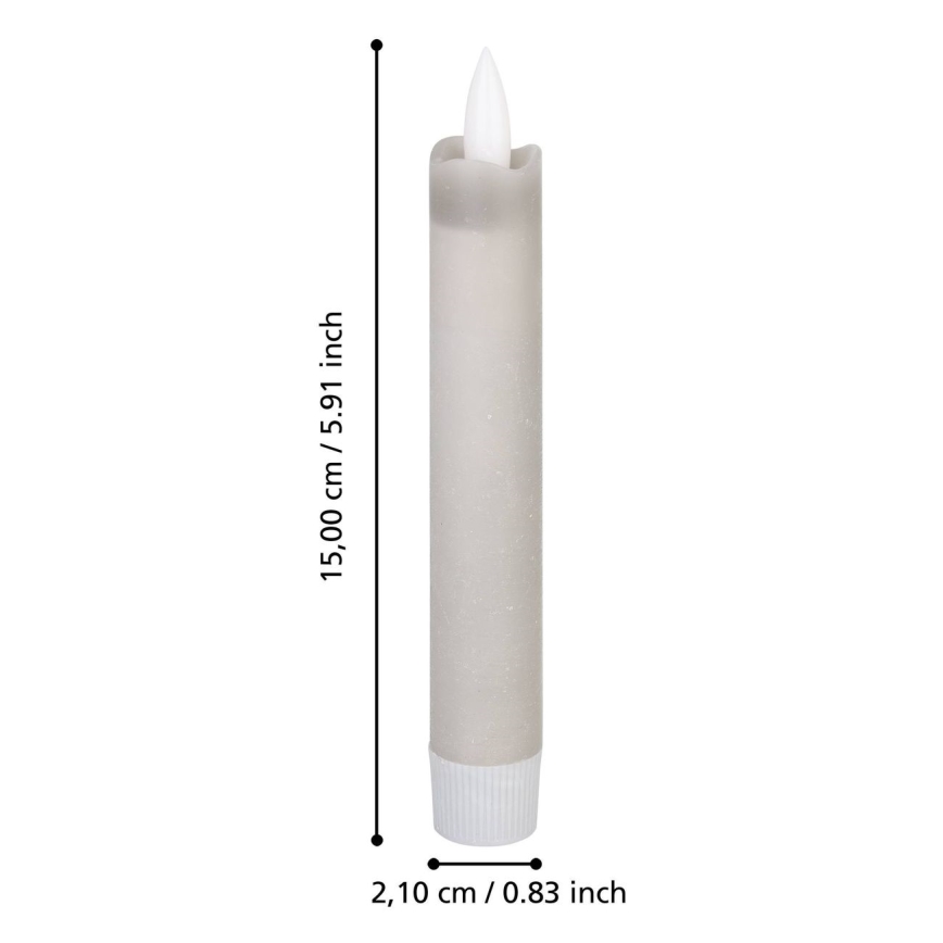 Eglo 422223 - Набір з 2х світлодіодних свічок ANTANABE LED/1xAAA 15 см сірий