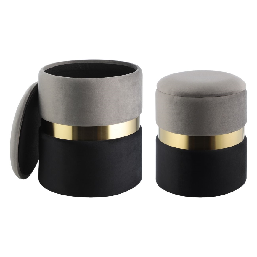 Eglo - НАБІР 2x Табурет діаметр 31,5/36 см сірий/чорний/золотий