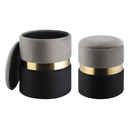 Eglo - НАБОР 2x Табурет диаметр 31,5/36 см серый/черный/золотистый