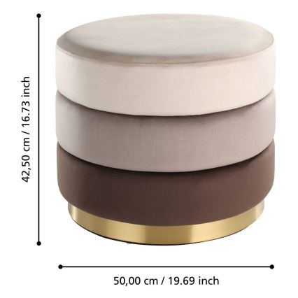 Eglo - Пуфик 42,5x50 см коричневый/золотой