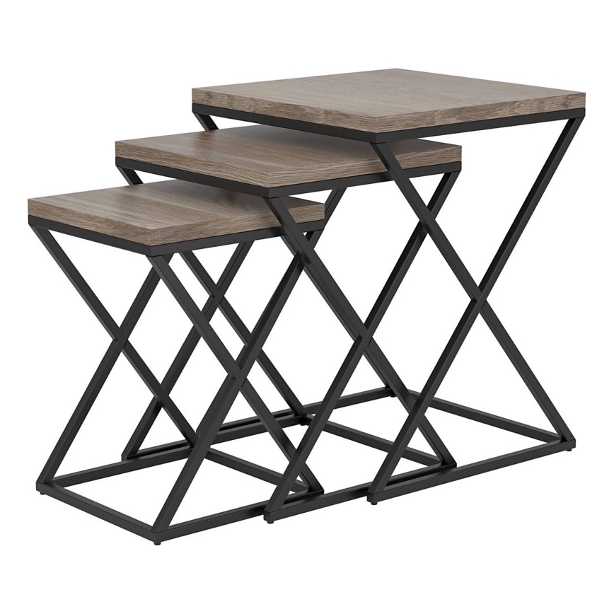 Eglo 424783 - Комплект из 3 приставных столиков CLONMANY, коричневый/чёрный