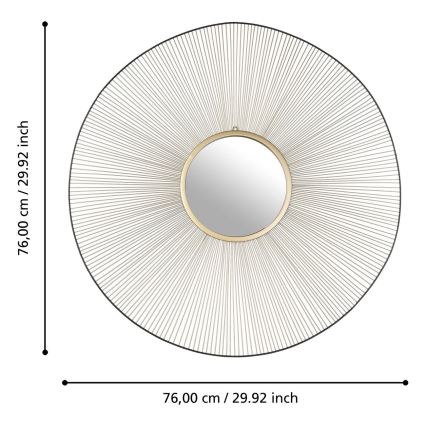 Eglo - Настенное зеркало диам. 76 см золотисто-черное
