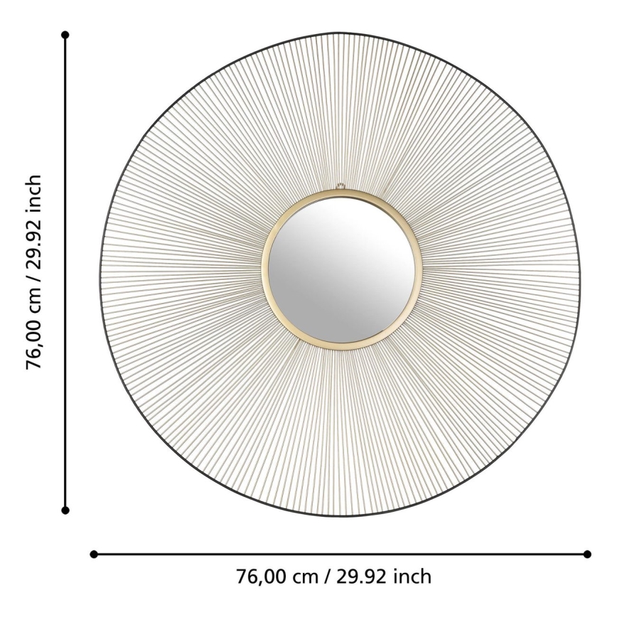 Eglo - Настінне дзеркало діаметром 76 см золотисто-чорне