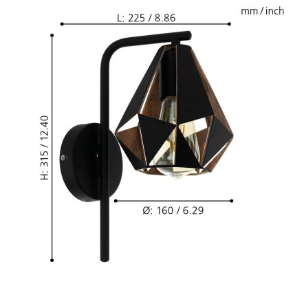Eglo - Настенный светильник 1xE27/60W/230V