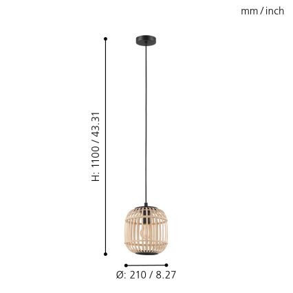 Eglo 43231 - Підвісна люстра BORDESLEY 1xE27/28W/230V діаметр 210mm