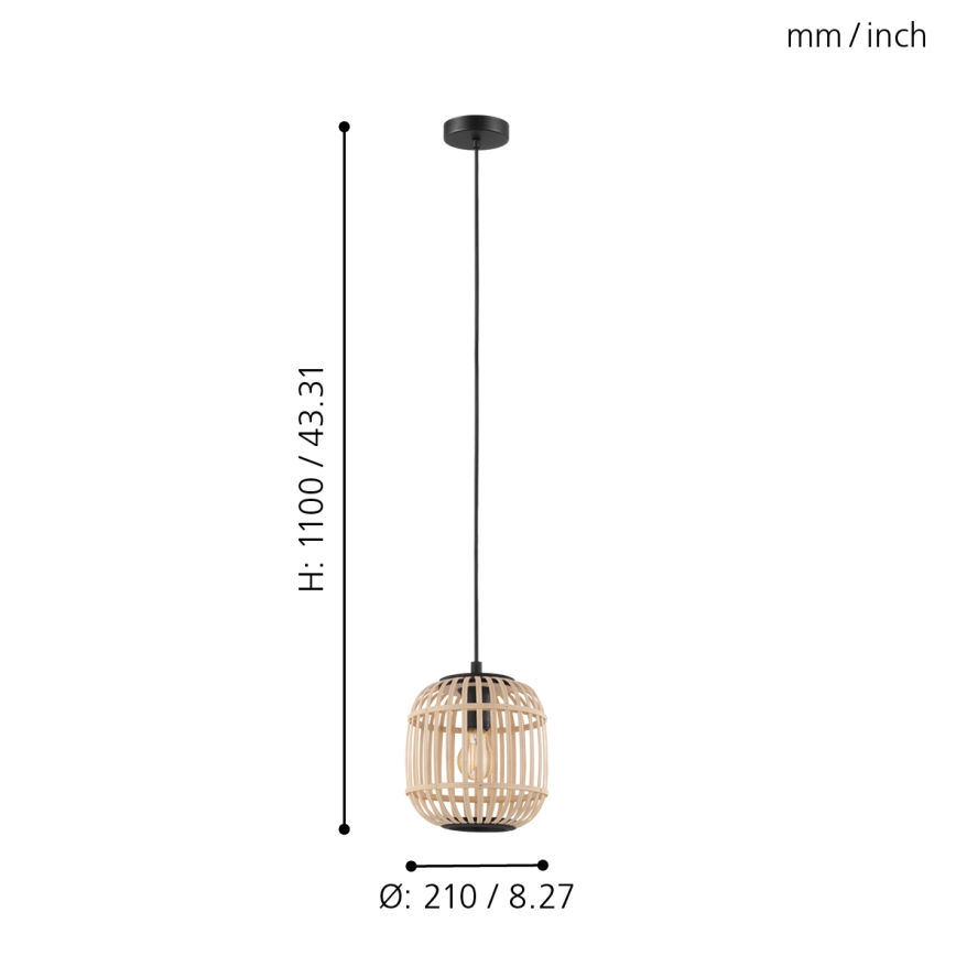 Eglo 43231 - Підвісна люстра BORDESLEY 1xE27/28W/230V діаметр 210mm