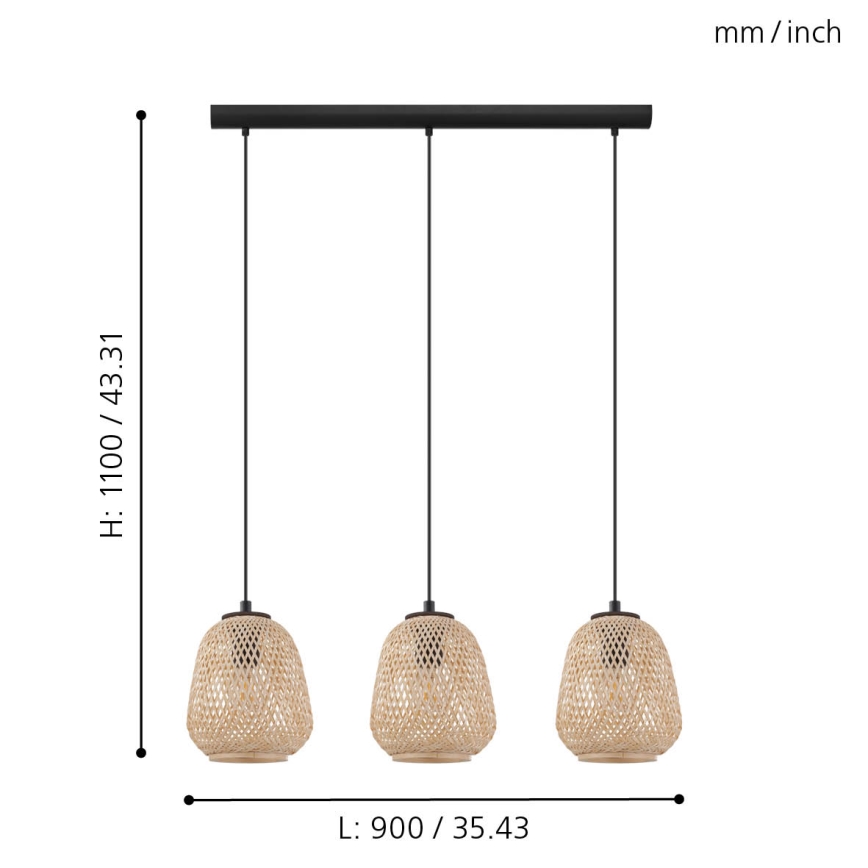 Eglo - Люстра на мотузці 3xE27/40W/230V