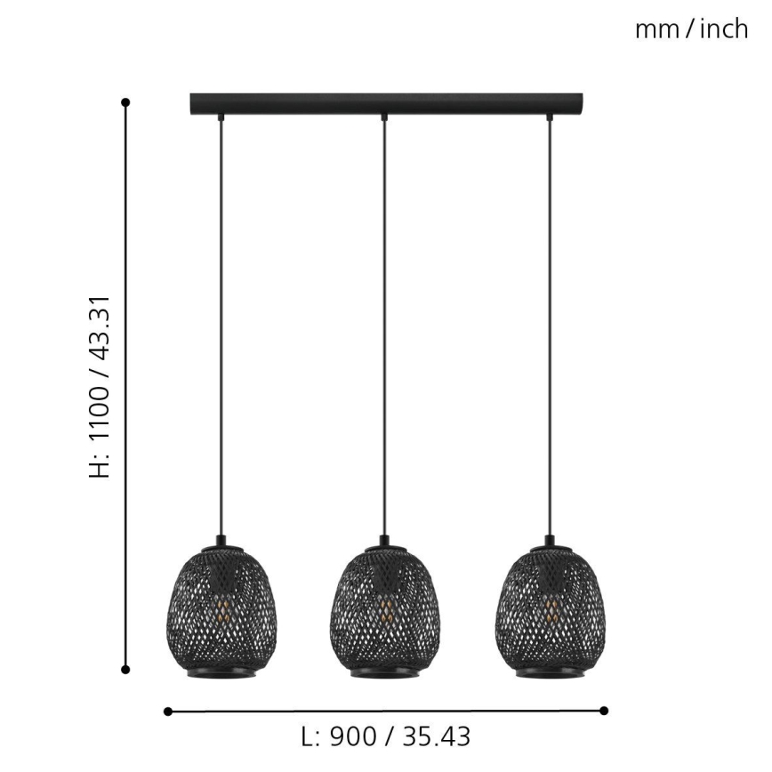 Eglo - Люстра на мотузці 3xE27/40W/230V