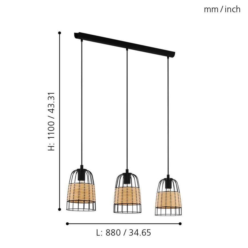 Eglo - Люстра на мотузці 3xE27/40W/230V