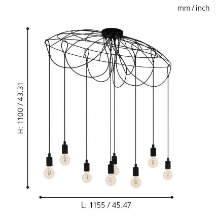 Eglo - Люстра на тросе 8xE27/40W/230V