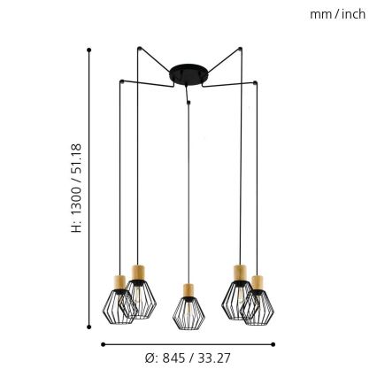 Eglo - Подвесная люстра 5xE27/60W/230V паук