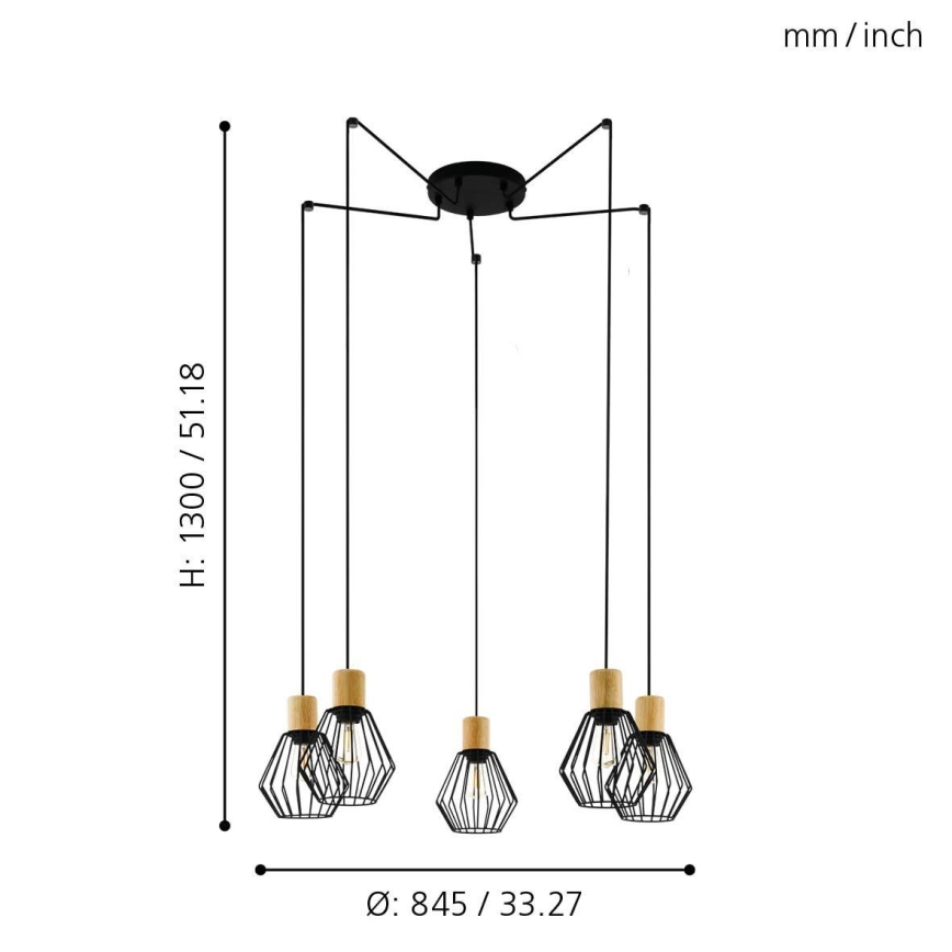 Eglo - Подвесная люстра 5xE27/60W/230V паук