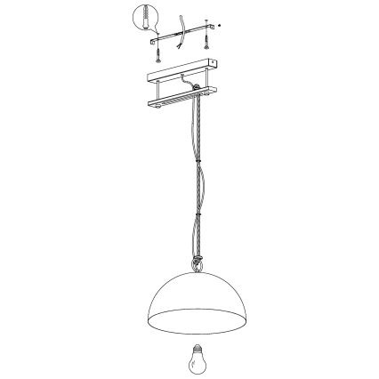 Eglo 43396 - Подвесной светильник HODSOLL на тросе, 1xE27/40W/230V