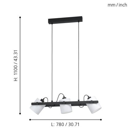 Eglo - Люстра на мотузці 3xE27/28W/230V