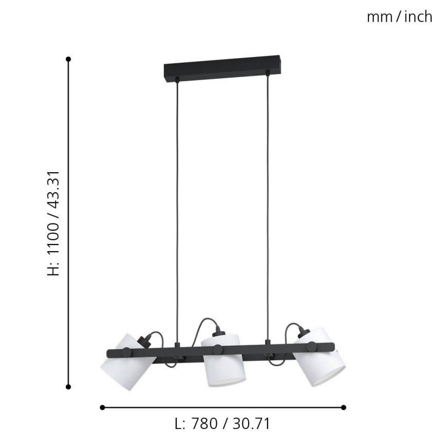 Eglo - Люстра на мотузці 3xE27/28W/230V
