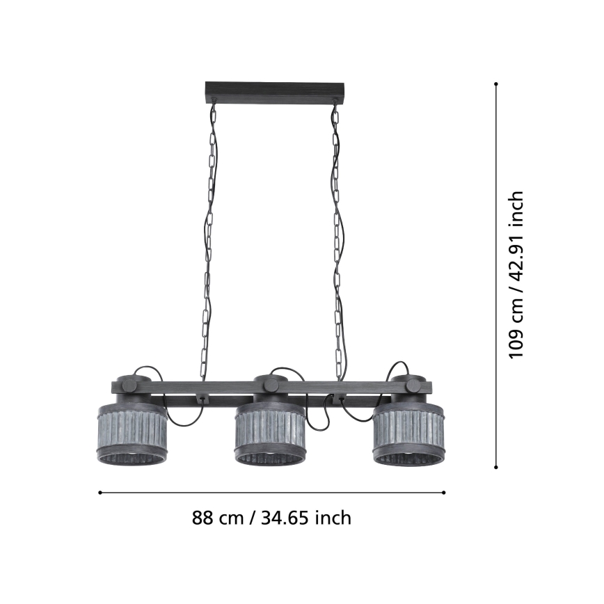Eglo 43447 - Подвесная люстра на цепи TURROCK 3xE27/28W/230V