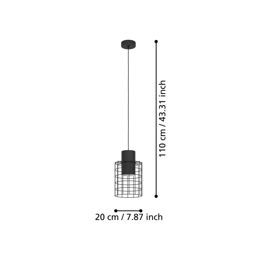 Eglo - Підвісна люстра 1xE27/40W/230V ⌀ 20 см чорний