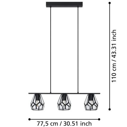 Eglo - LED-люстра на тросе 3xE27/40W/230V