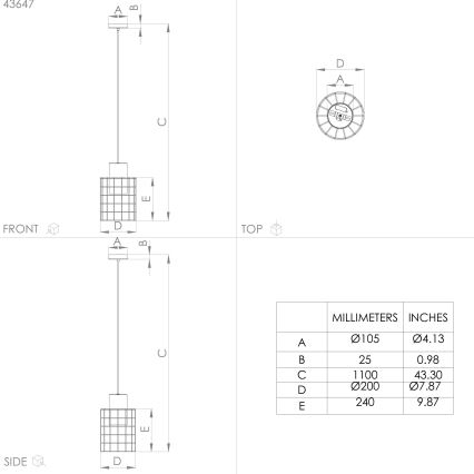 Eglo - Підвісна люстра 1xE27/40W/230V ⌀ 20 см срібний
