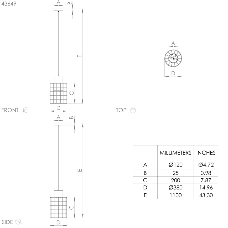 Eglo - Підвісна люстра 1xE27/40W/230V ø 38 см срібний