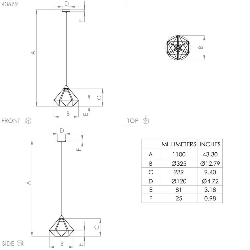 Eglo - Підвісна люстра 1xE27/60W/230V ⌀ 32,5 см