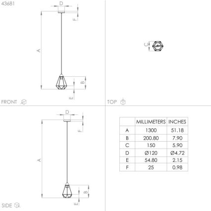 Eglo - Підвісна люстра 1xE27/60W/230V ⌀ 17,5 см